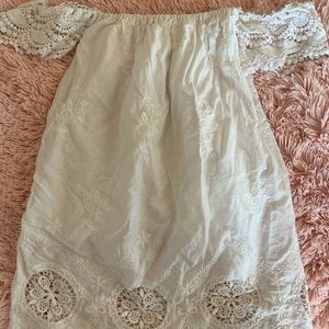 Boho girls lace off shoulder dress